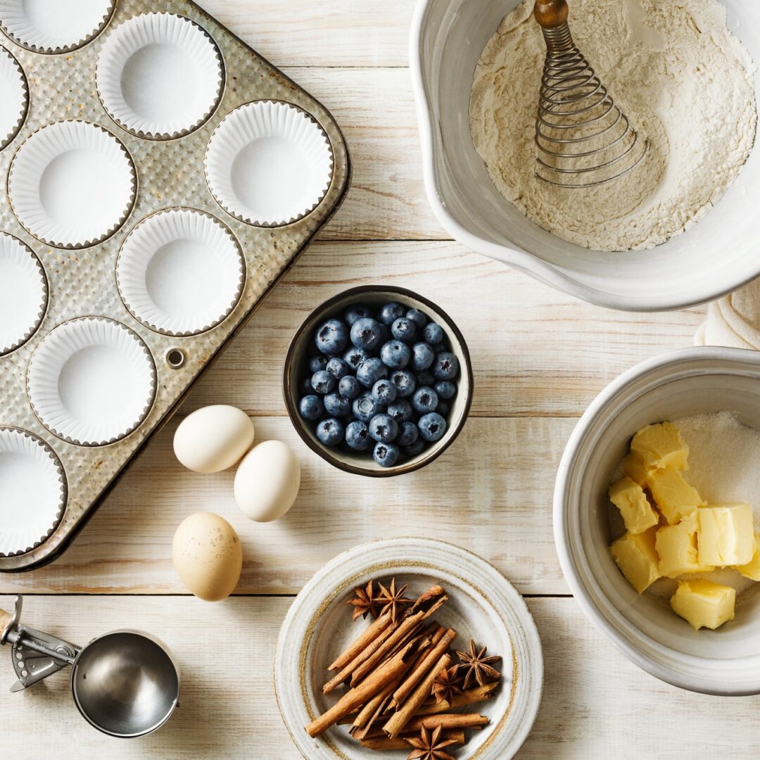 Baking tools, mixing bowls, whisk